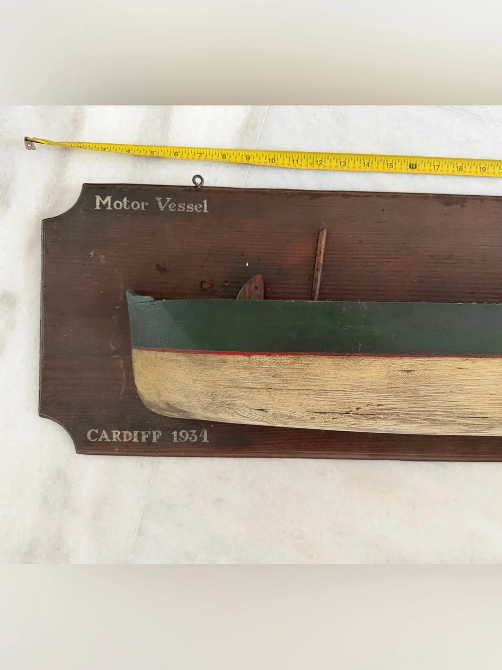 Gregory Lansdowne Ship Plaque - Green and Natural Wood